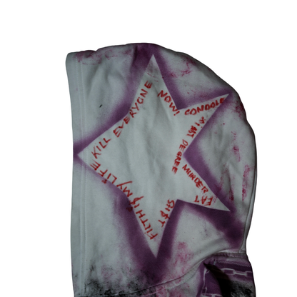 G.I.G ''Flamingo'' Distressed Zip Hoodie — One of One (Black/White/Pink)